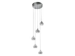 LED Pendelleuchte 5-flammig Metall Silber, Schirme Beton, Ø 35cm