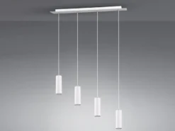 LED Pendelleuchte 4-flammig Metall Weiß, Breite 75cm
