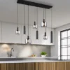 LED Pendelleuchte 8-flammig Metall mit Glasschirmen Chrom, Breite 118cm