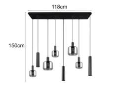 LED Pendelleuchte 8-flammig Metall mit Glasschirmen Chrom, Breite 118cm