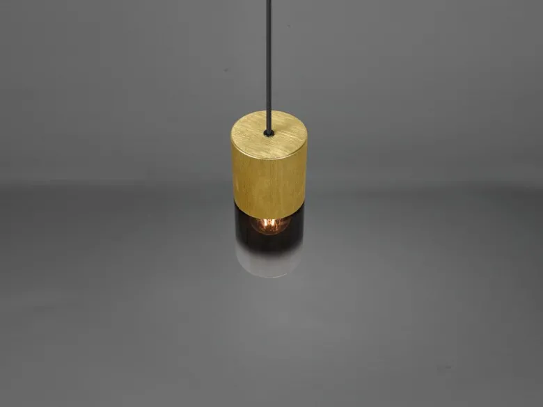 LED Pendelleuchte 1-flammig Messing matt mit Rauchglas Schirm, Ø 10cm