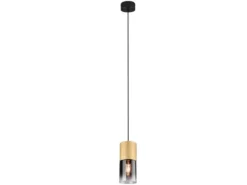 LED Pendelleuchte 1-flammig Messing matt mit Rauchglas Schirm, Ø 10cm
