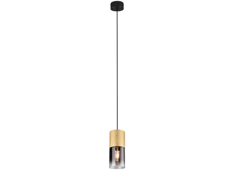 LED Pendelleuchte 1-flammig Messing matt mit Rauchglas Schirm, Ø 10cm