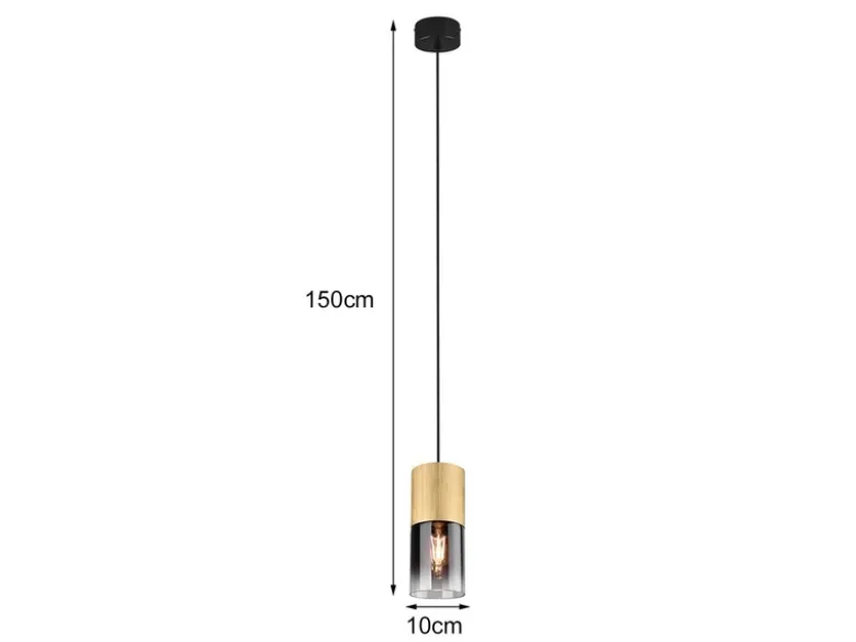 LED Pendelleuchte 1-flammig Messing matt mit Rauchglas Schirm, Ø 10cm