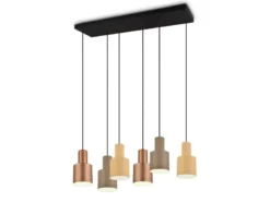 LED Pendelleuchte 6-flammig Metall Coffee Töne, Breite 85cm