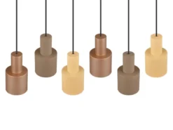 LED Pendelleuchte 6-flammig Metall Coffee Töne, Breite 85cm