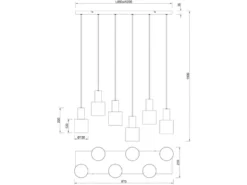 LED Pendelleuchte 6-flammig Metall Coffee Töne, Breite 85cm