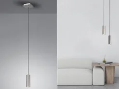 LED Pendelleuchte 1-flammig Metall in Silber, Ø 12cm