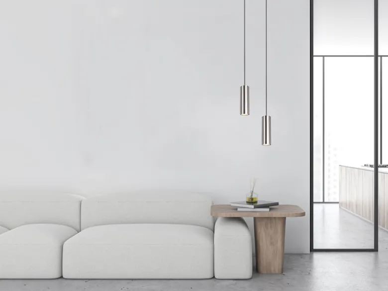 LED Pendelleuchte 1-flammig Metall in Silber, Ø 12cm