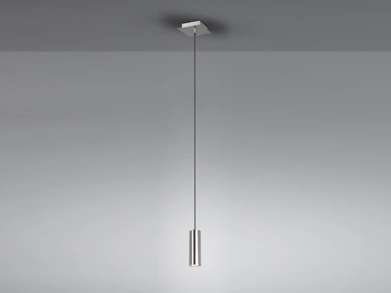 LED Pendelleuchte 1-flammig Metall in Silber, Ø 12cm