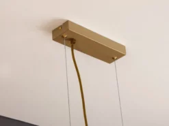 LED Pendelleuchte 6 flammig Messing & Amberglas, Breite 144cm