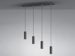 LED Pendelleuchte 4-flammig Metall Schwarz, Breite 75cm
