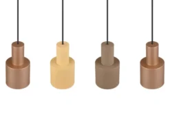 LED Pendelleuchte 4-flammig Metall Coffee Töne, Breite 87cm