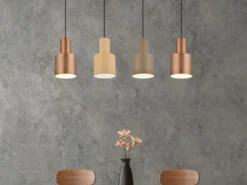 LED Pendelleuchte 4-flammig Metall Coffee Töne, Breite 87cm