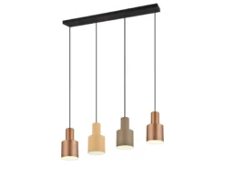 LED Pendelleuchte 4-flammig Metall Coffee Töne, Breite 87cm