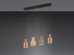 LED Pendelleuchte 4-flammig Metall Coffee Töne, Breite 87cm
