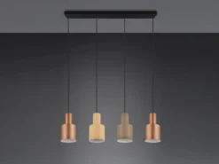 LED Pendelleuchte 4-flammig Metall Coffee Töne, Breite 87cm