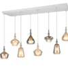 LED Pendelleuchte 8-flammig mit Glas in Bernstein & Chrom verspiegelt, B:125cm