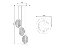 LED Pendelleuchte 3-flammig mit farbigen ovalen Glasschirmen, Ø 43cm