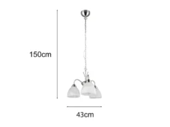 LED Pendelleuchte 3-flammig mit Glas Lampenschirmen Weiß, Ø 43cm