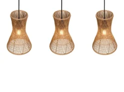 LED Pendelleuchte 3-flammig mit Lampenschirmen aus Papiergarn, Breite 75cm