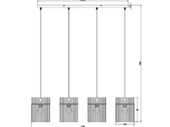 LED Pendelleuchte 4-flammig mit Rauchglas Stäben, Breite 110cm