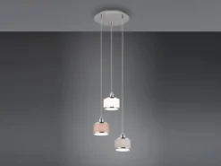 LED Pendelleuchte 3-flammig mit Stoffschirmen mehrfarbig, Ø 29cm