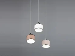 LED Pendelleuchte 3-flammig mit Stoffschirmen mehrfarbig, Ø 29cm