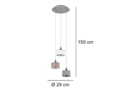 LED Pendelleuchte 3-flammig mit Stoffschirmen mehrfarbig, Ø 29cm