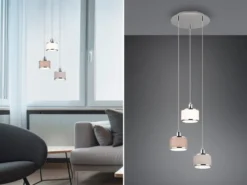 LED Pendelleuchte 3-flammig mit Stoffschirmen mehrfarbig, Ø 29cm