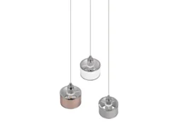 LED Pendelleuchte 3-flammig mit Stoffschirmen mehrfarbig, Ø 29cm