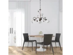 LED Pendelleuchte 3-flammig mit Glasschirmen und Kristalldeko, Ø 70cm