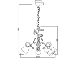 LED Pendelleuchte 3-flammig mit Glasschirmen und Kristalldeko, Ø 70cm