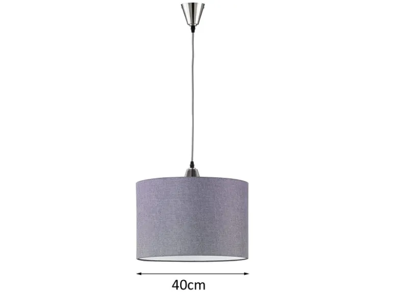 LED Pendelleuchte 1 flammig mit grauem Stoffschirm, Ø 40cm