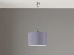 LED Pendelleuchte 1 flammig mit grauem Stoffschirm, Ø 40cm