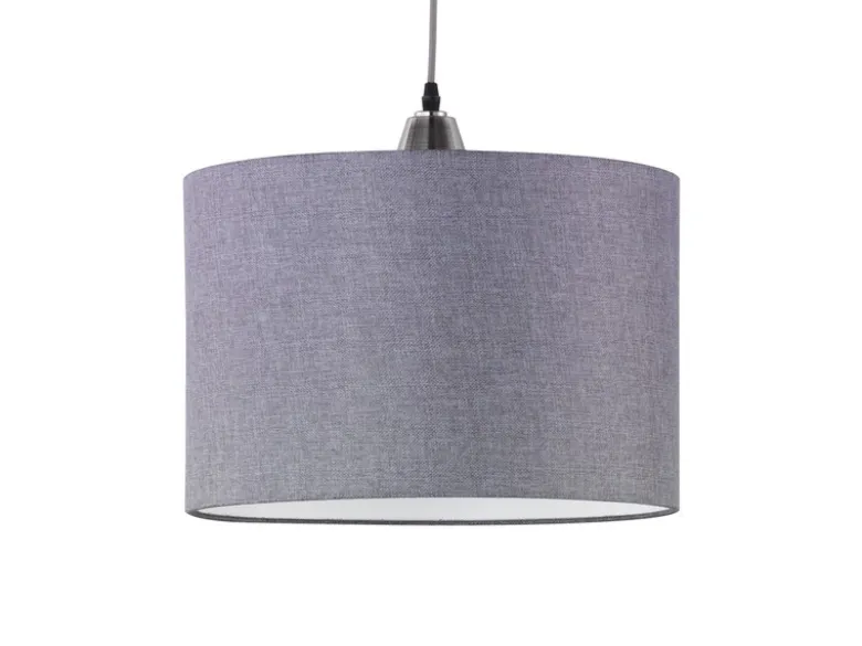 LED Pendelleuchte 1 flammig mit grauem Stoffschirm, Ø 40cm