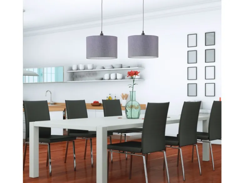 LED Pendelleuchte 1 flammig mit grauem Stoffschirm, Ø 40cm