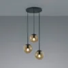 LED Pendelleuchte 3-flammig mit Rauchglas Kugeln, Ø 30cm