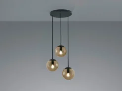 LED Pendelleuchte 3-flammig mit Rauchglas Kugeln, Ø 30cm