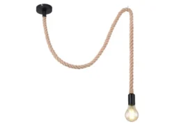 LED Pendelleuchte 1-flammig mit Hanfseil, Abhängung 160cm