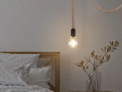 LED Pendelleuchte 1-flammig mit Hanfseil, Abhängung 160cm