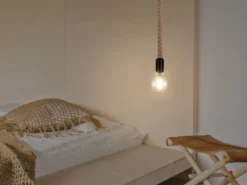LED Pendelleuchte 1-flammig mit Hanfseil, Abhängung 160cm