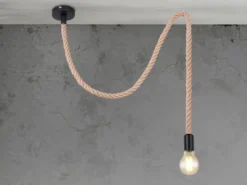 LED Pendelleuchte 1-flammig mit Hanfseil, Abhängung 160cm