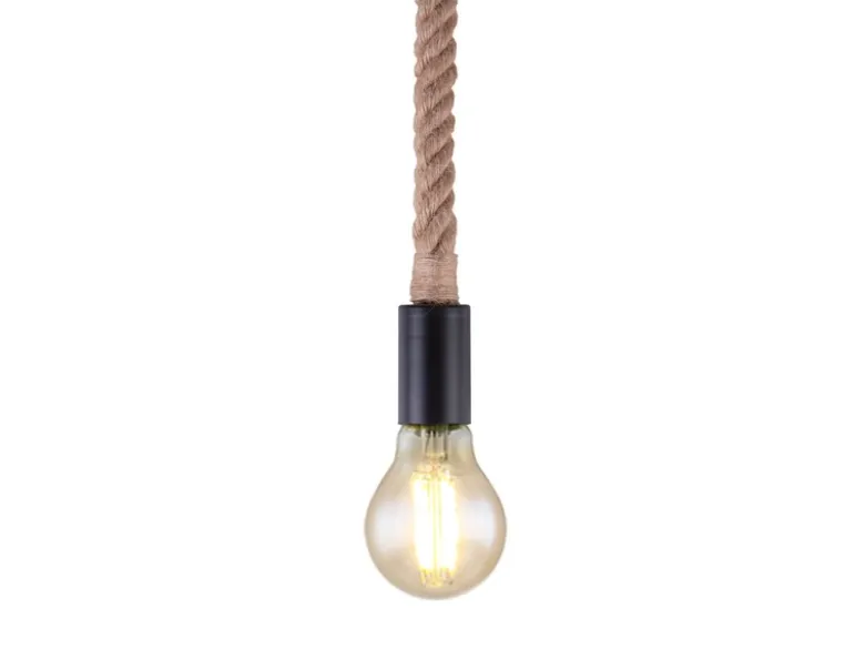 LED Pendelleuchte 1-flammig mit Hanfseil, Abhängung 160cm