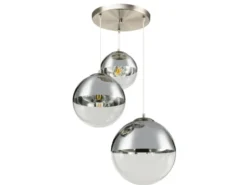 LED Pendelleuchte 3-flammig mit Glaskugeln in Chrom & Klarglas, Ø 51cm