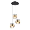 LED Pendelleuchte 3-flammig mit Rauchglas und Messing, Ø 45cm