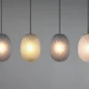 LED Pendelleuchte 4-flammig mit farbigen ovalen Glasschirmen B: 117cm