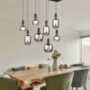 LED Pendelleuchte 8-flammig mit Glasschirmen Chrom bedampft, Breite 120cm