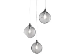 LED Pendelleuchte 3-flammig mit Rauchglas Glaskugeln, Ø 35cm