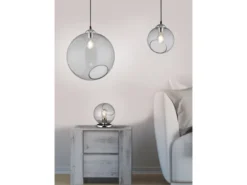 LED Pendelleuchte 3-flammig mit Rauchglas Glaskugeln, Ø 35cm